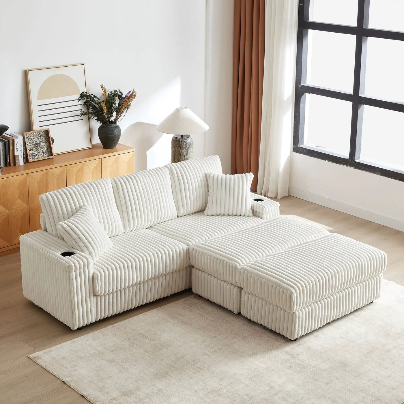 3 Seater Sofa With 2 Ottomans For Living Room by HouseOfZazla