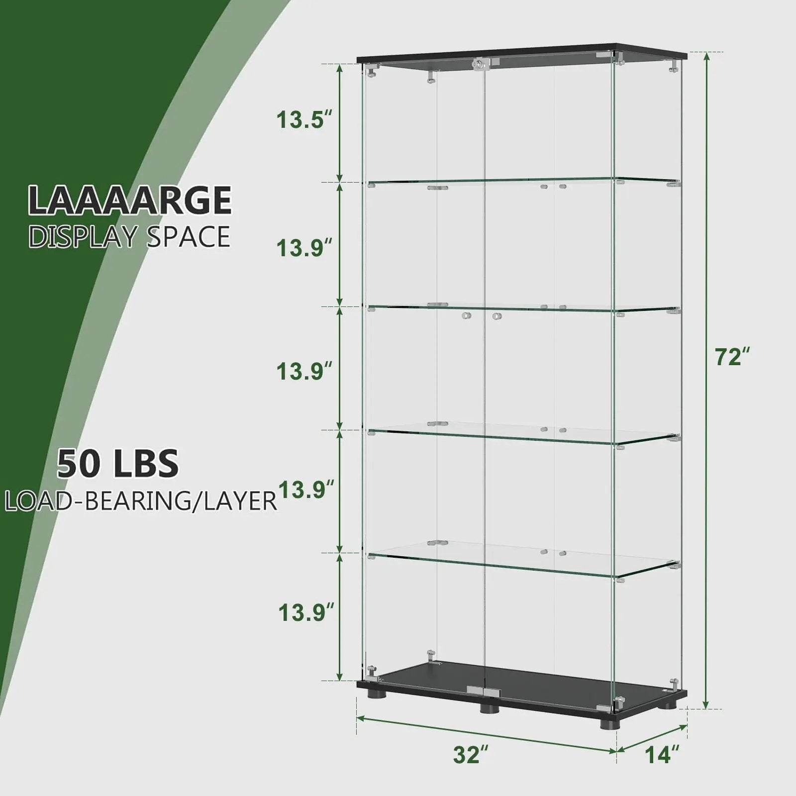 Display Cabinet With Shelf Double Doors And Lock by Unique Piece Furniture