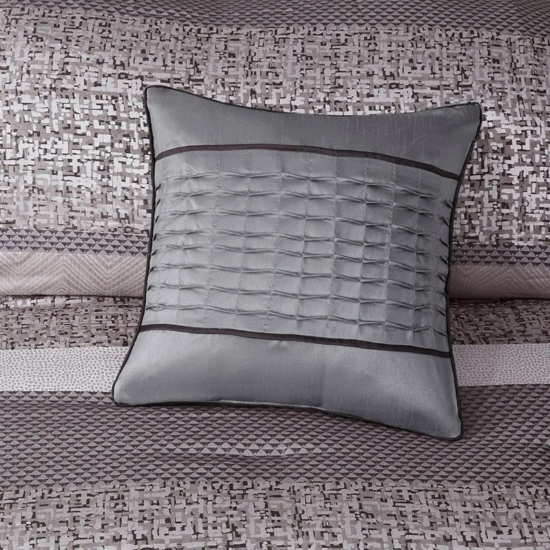 7 Piece Jacquard Comforter Set Grey Taupe King by HouseOfZazla