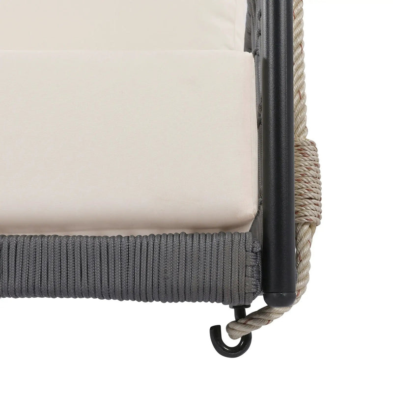 Outdoor Swing Sofa With Soft Cushions For Patio - Beige