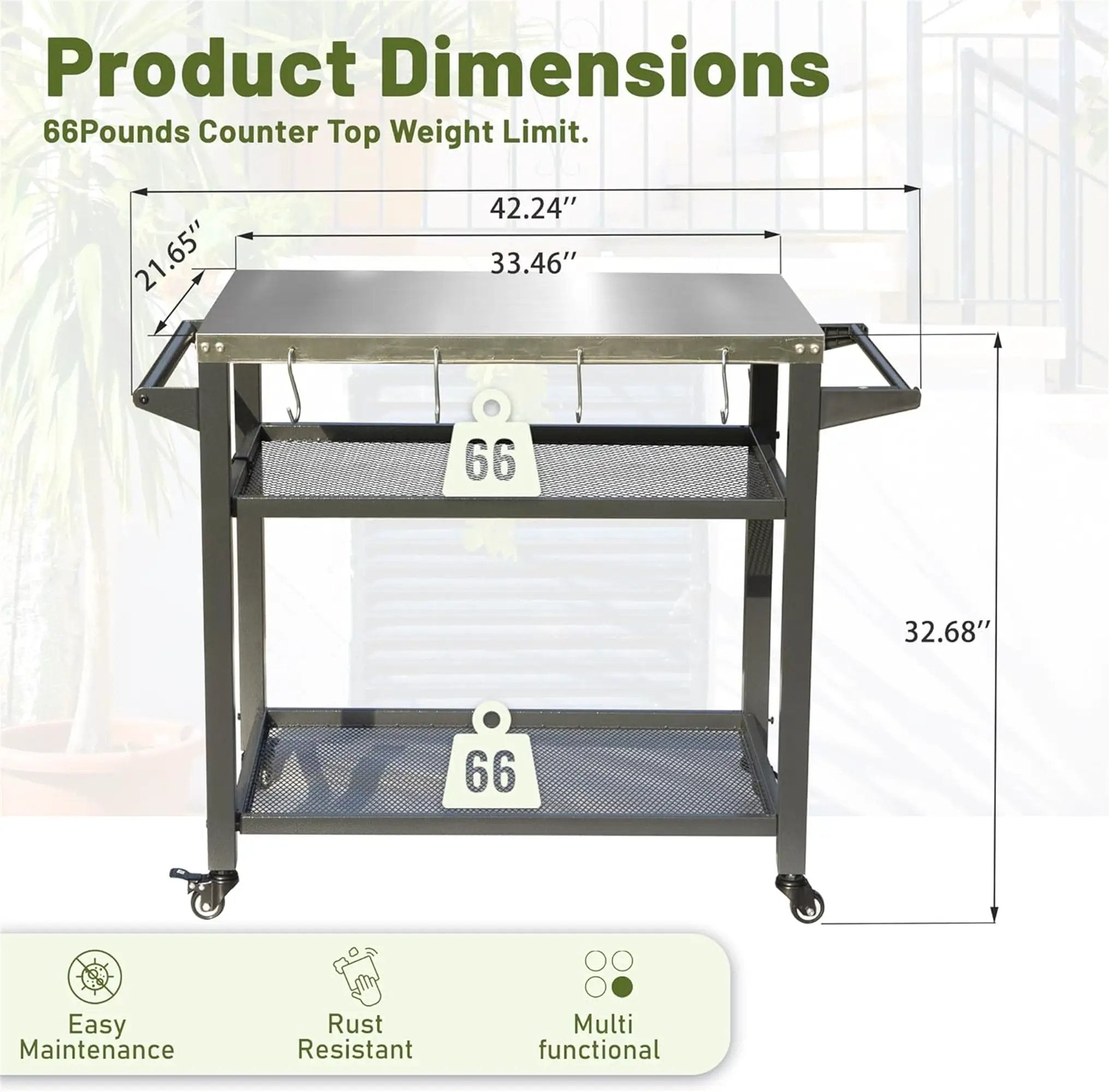 3-Shelf Outdoor Grill Table with Wheels by HouseOfZazla