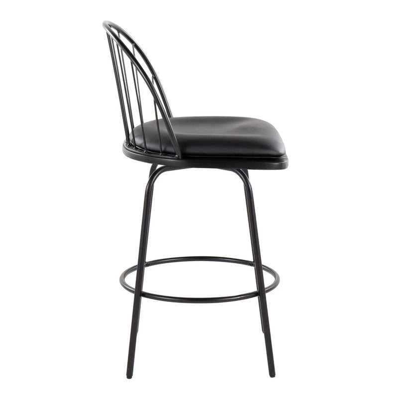 Riley - Claire Farmhouse Fixed Height Counter Stool With Swivel With Round Footrest (Set of 2) by Unique Piece Furniture