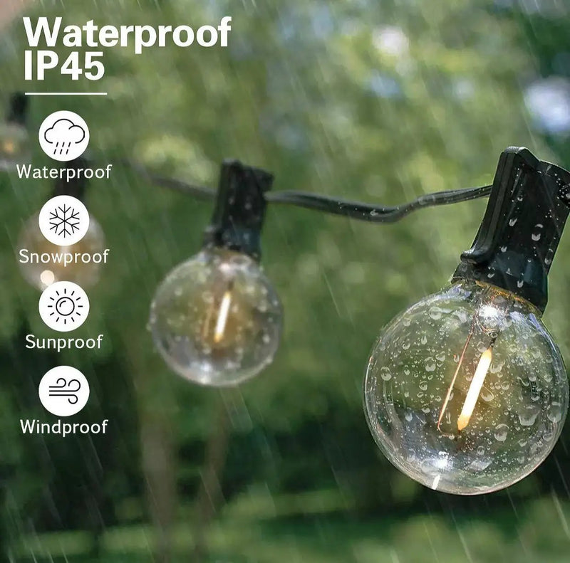 27 Ft Pro - Globe Solar LED Outdoor String Lights – Waterproof, G40 Retro Edison Filament Bulbs -Warm White by Outdoor Solar Outlet