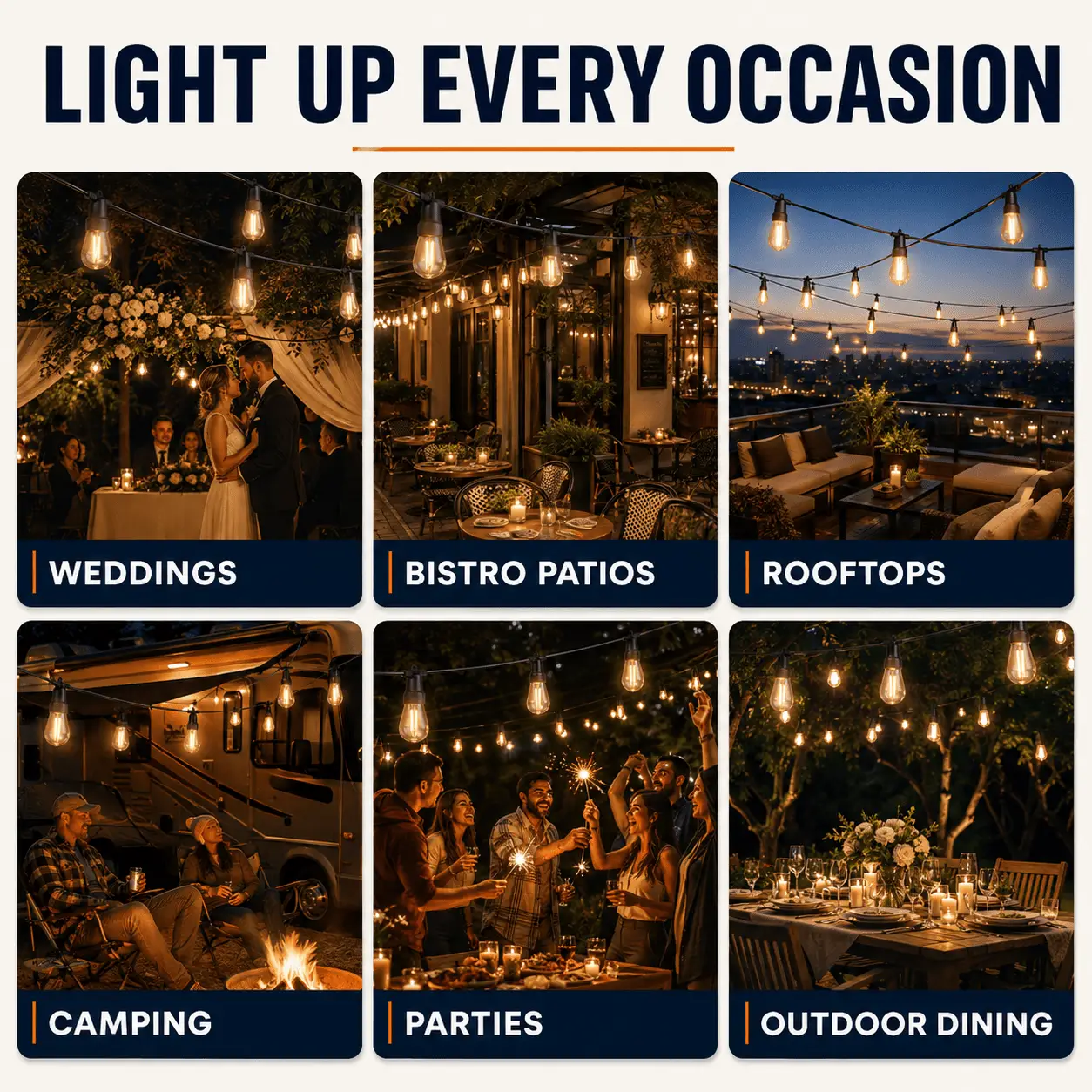 27 Ft Pro - Globe Solar LED Outdoor String Lights – Waterproof, G40 Retro Edison Filament Bulbs -Warm White by Outdoor Solar Outlet