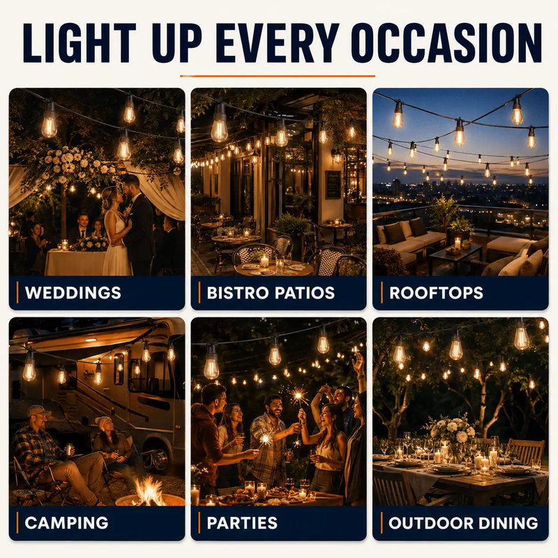 27 Ft Pro - Globe Solar LED Outdoor String Lights – Waterproof, G40 Retro Edison Filament Bulbs -Warm White by Outdoor Solar Outlet