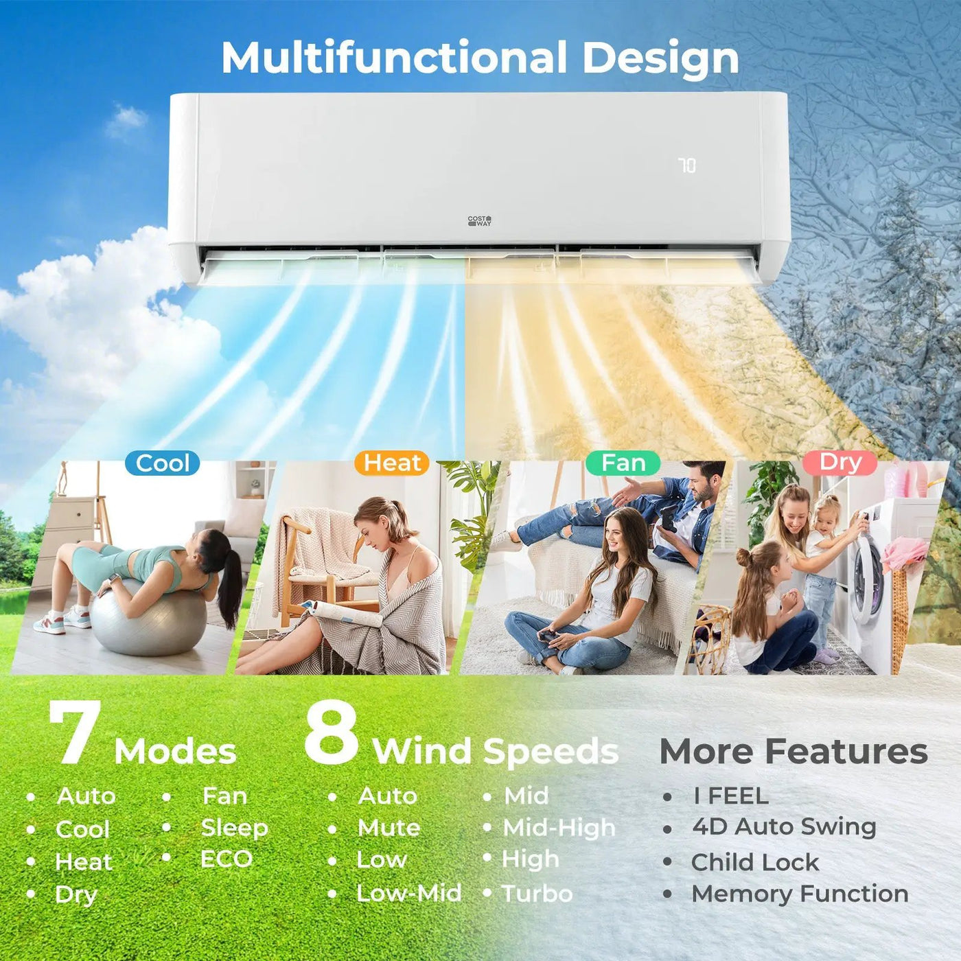 27000 BTU 2 Zone 22 SEER2 Mini Split AC with Heat Pump by DirectDeals