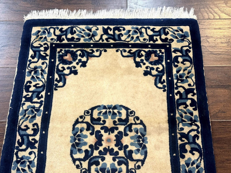 Chinese Peking Rug 2x3, Small Wool Chinese Carpet, Art Deco Rug by Jewel Rugs