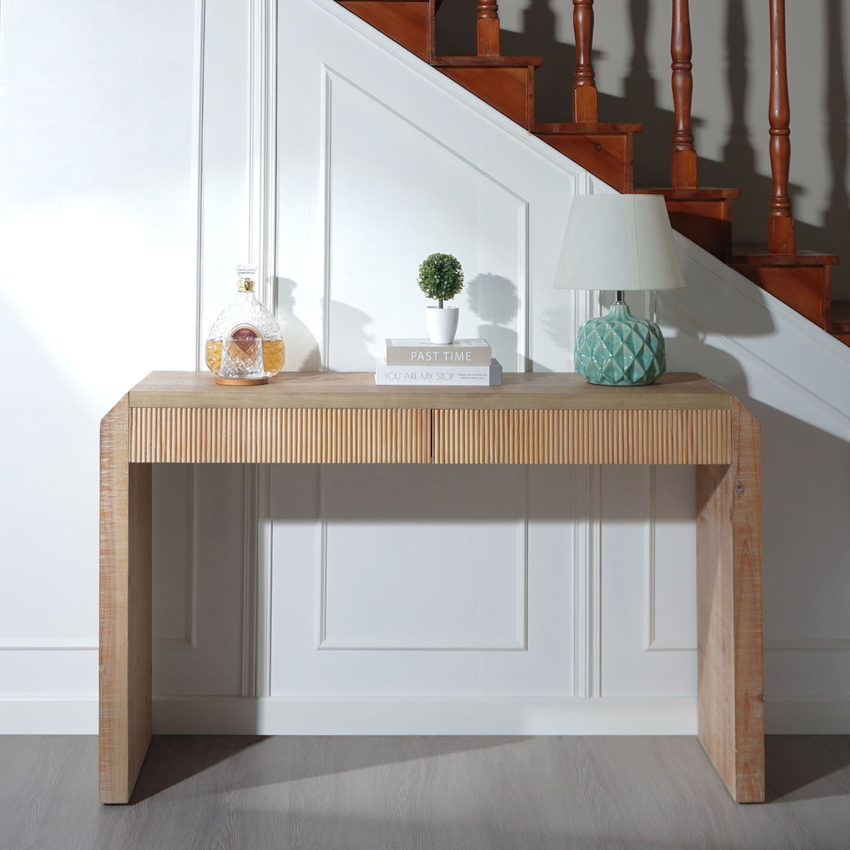 Rustic Modern Console Table with Drawer Storage - Natural Wood, photo 2 of 4