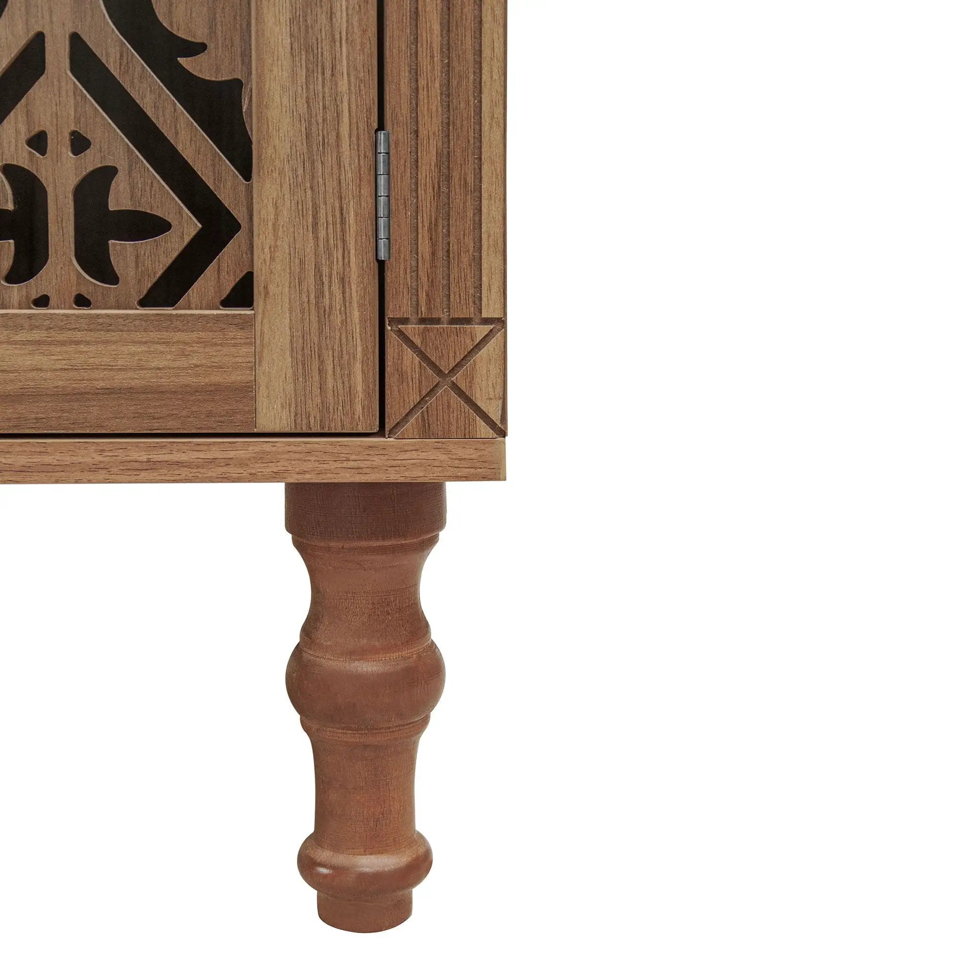 Tall Kitchen Pantry Cabinet With Hollow Carved Doors Adjustable Shelves Versatile Storage Cabinet For Kitchen - Walnut by HouseOfZazla