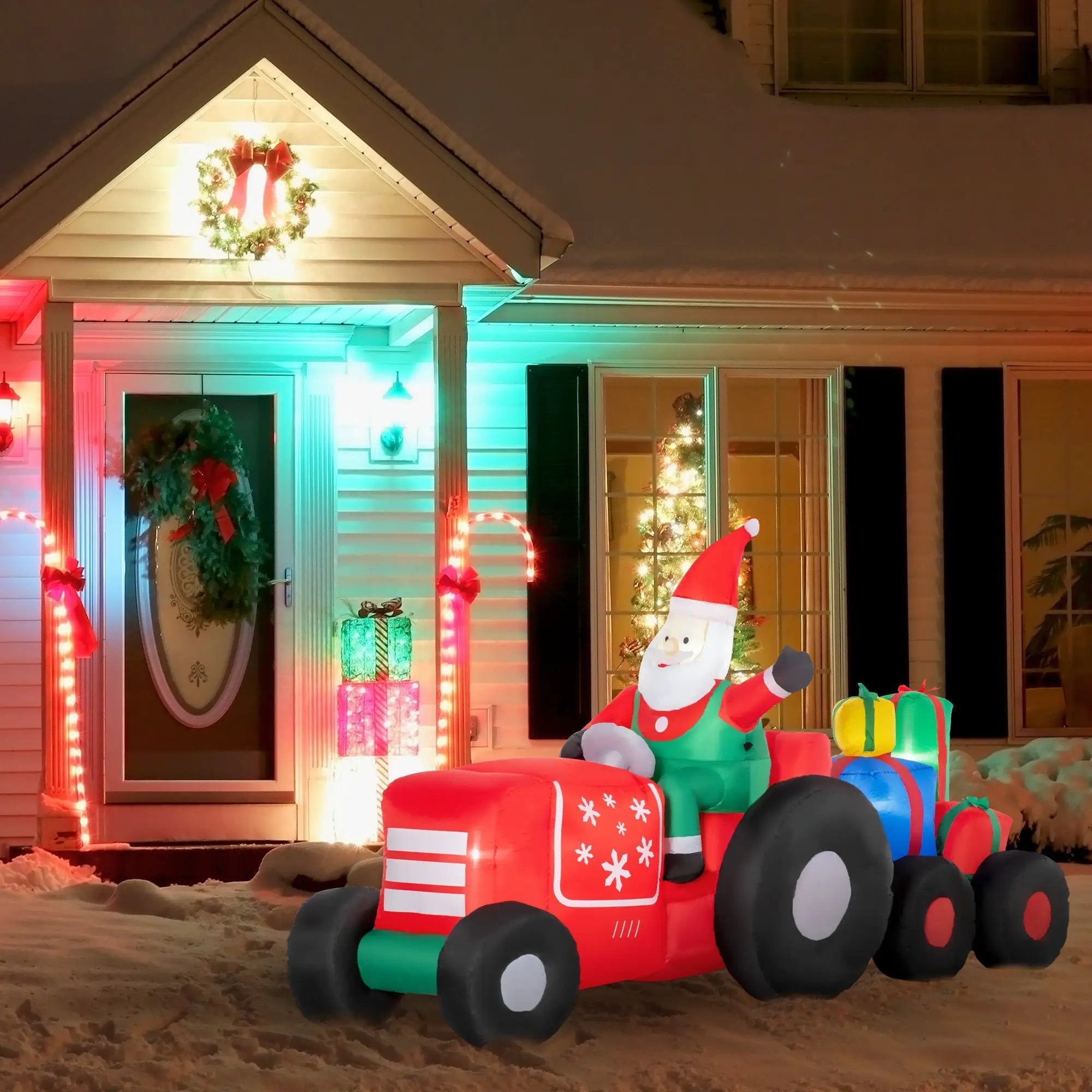 Outsunny 9ft Christmas Inflatable Santa Claus Trailer by HouseOfZazla