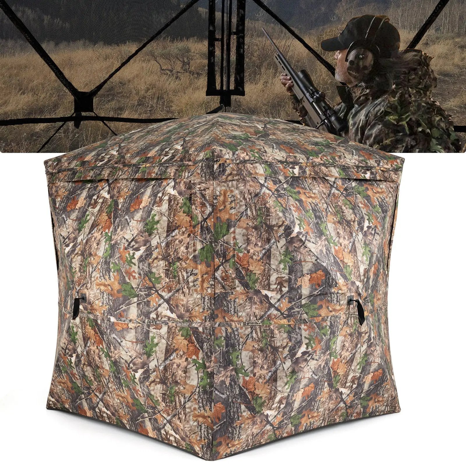 270¬∞ See Through Hunting Blind Tent with Silent Magnetic Door by DirectDeals