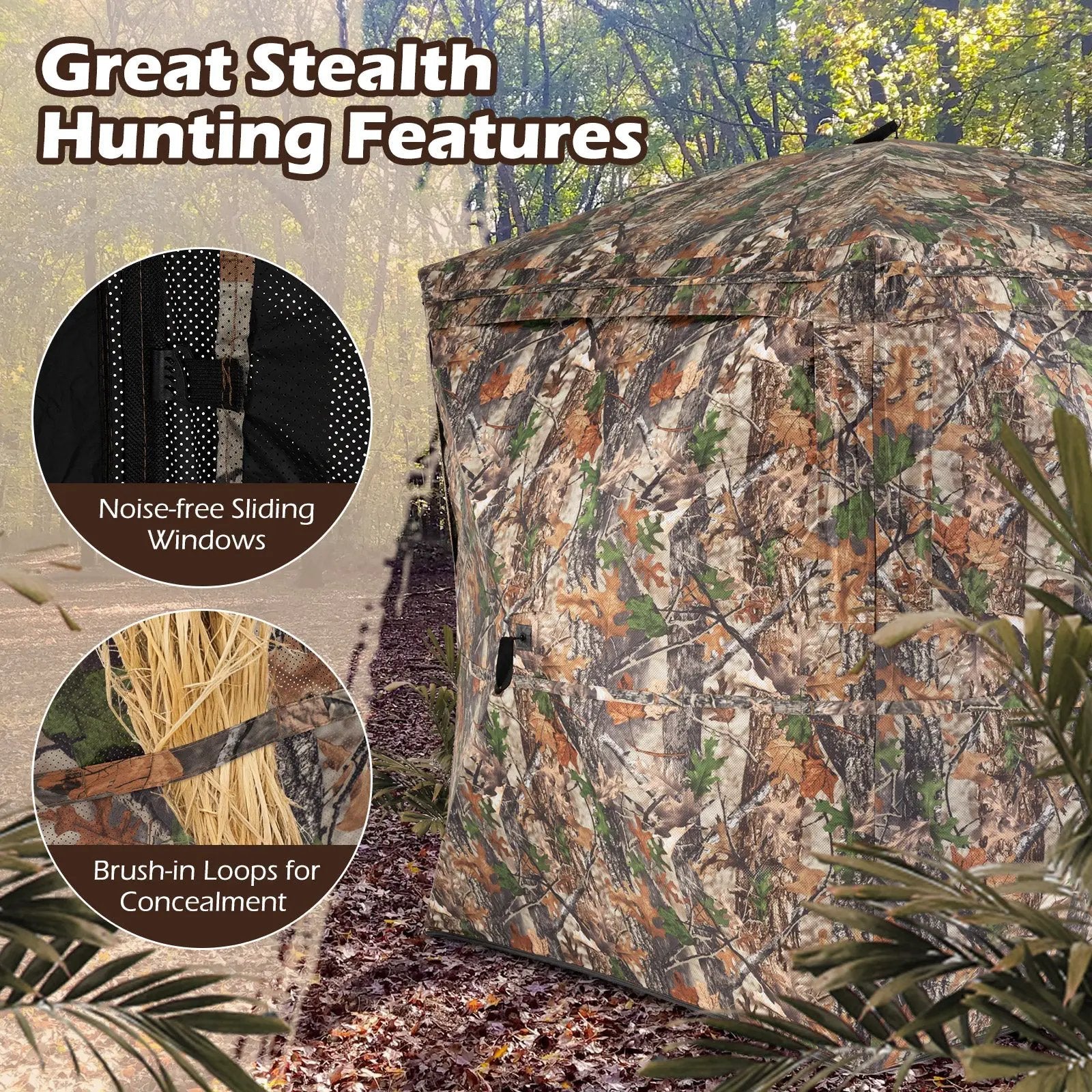 270¬∞ See Through Hunting Blind Tent with Silent Magnetic Door by DirectDeals