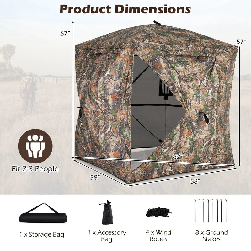 270¬∞ See Through Hunting Blind Tent with Silent Magnetic Door by DirectDeals