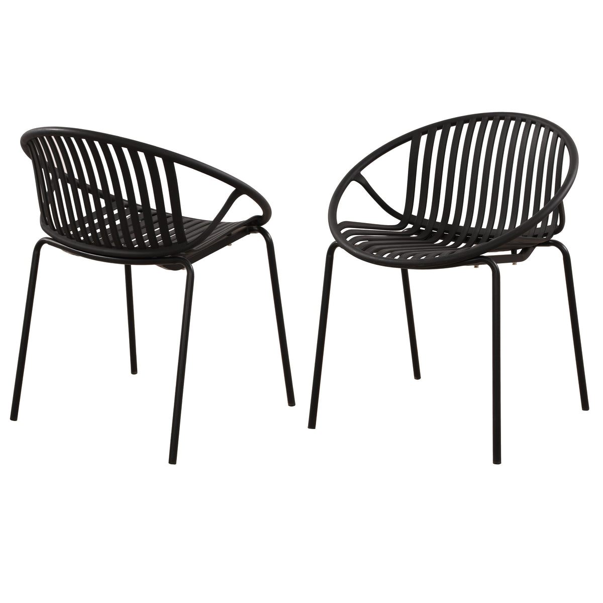 Stackable Patio Dining Chairs Set of 2 with Metal Legs - Black, Green or Orange, photo 4 of 10