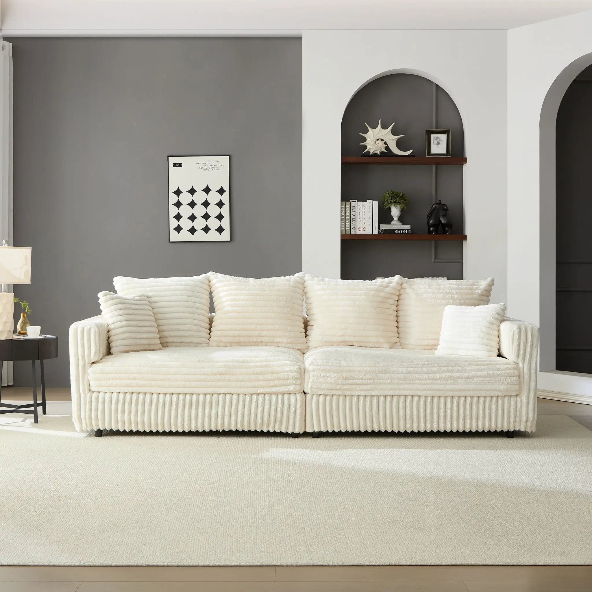 Modern Comfy Upholstered 4 Seat Sofa Cloud Couch, Deep Seat With Soft Pillows by HouseOfZazla