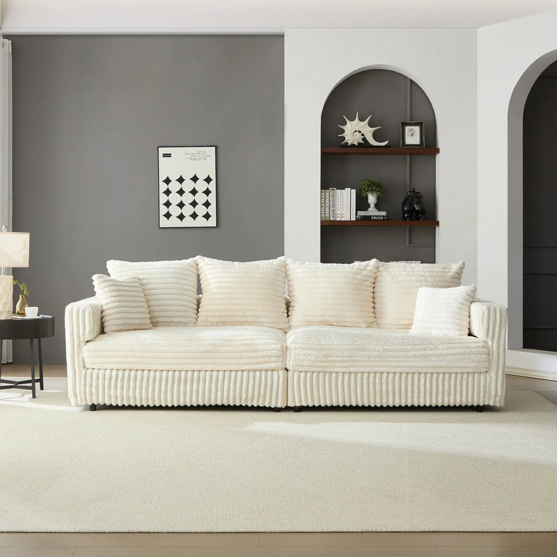 Modern Comfy Upholstered 4 Seat Sofa Cloud Couch, Deep Seat With Soft Pillows by HouseOfZazla