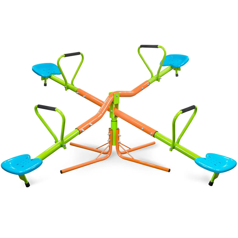 Xss004 Outdoor Playground Four Seats Seesaw For Kids 360 Degree Rotating Sturdy Plastic Seat Seesaw For Kids Seesaw For Kids Age 3+ - Green / Blue by HouseOfZazla