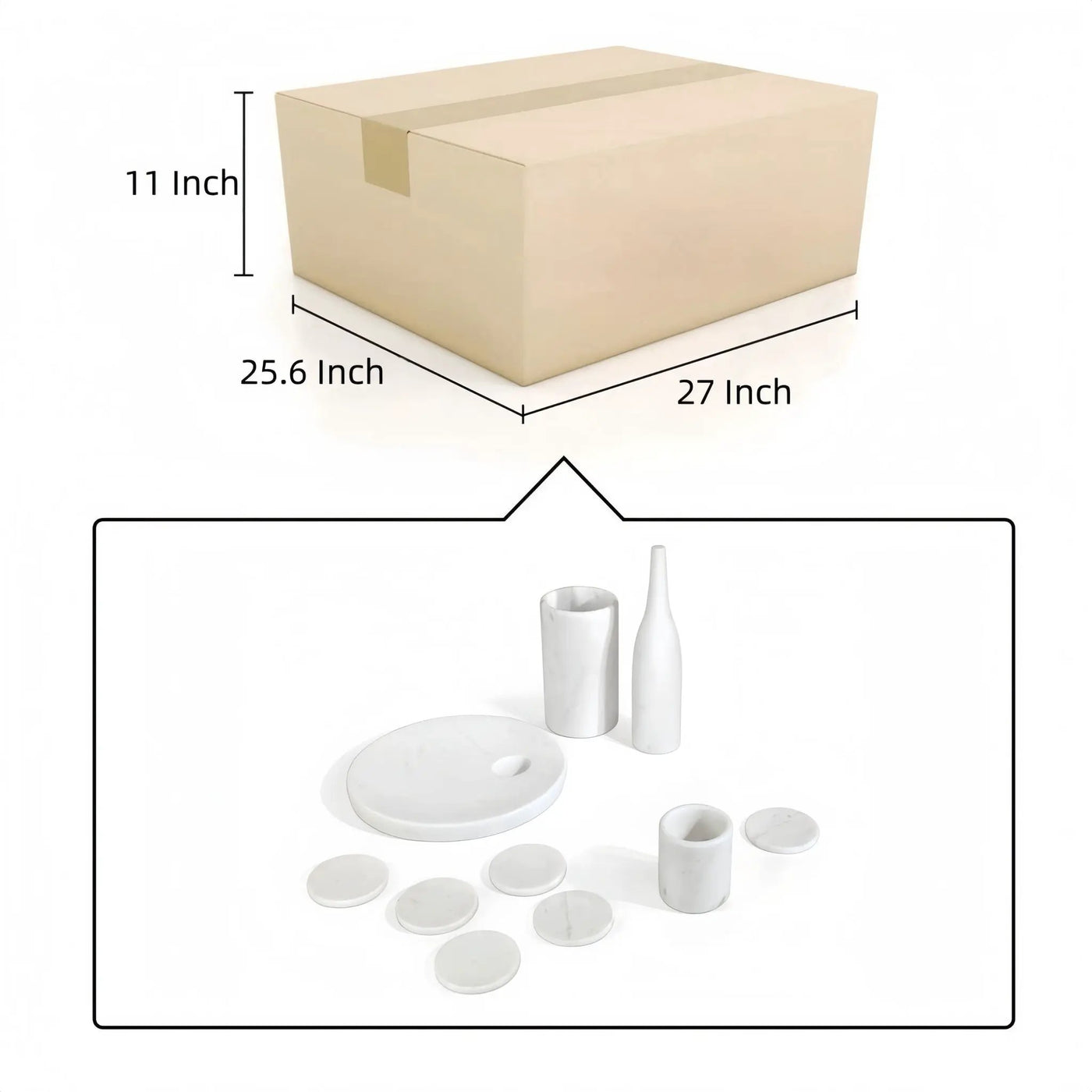 10 Pieces Luxury Natural Marble Dining Room Accessories Set by HouseOfZazla