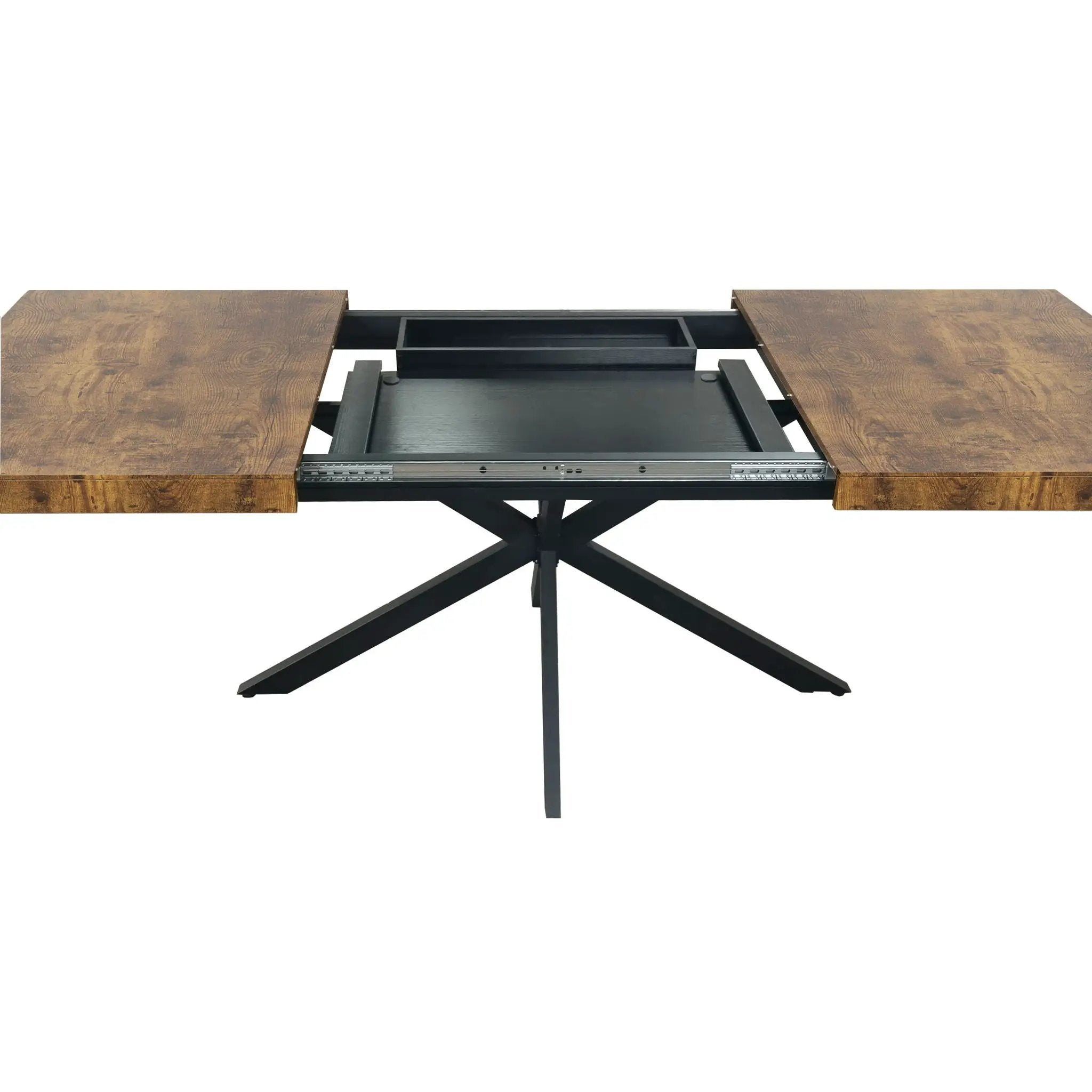 Retro Rectangular Stretch Dining Table With Embossed Center Plate