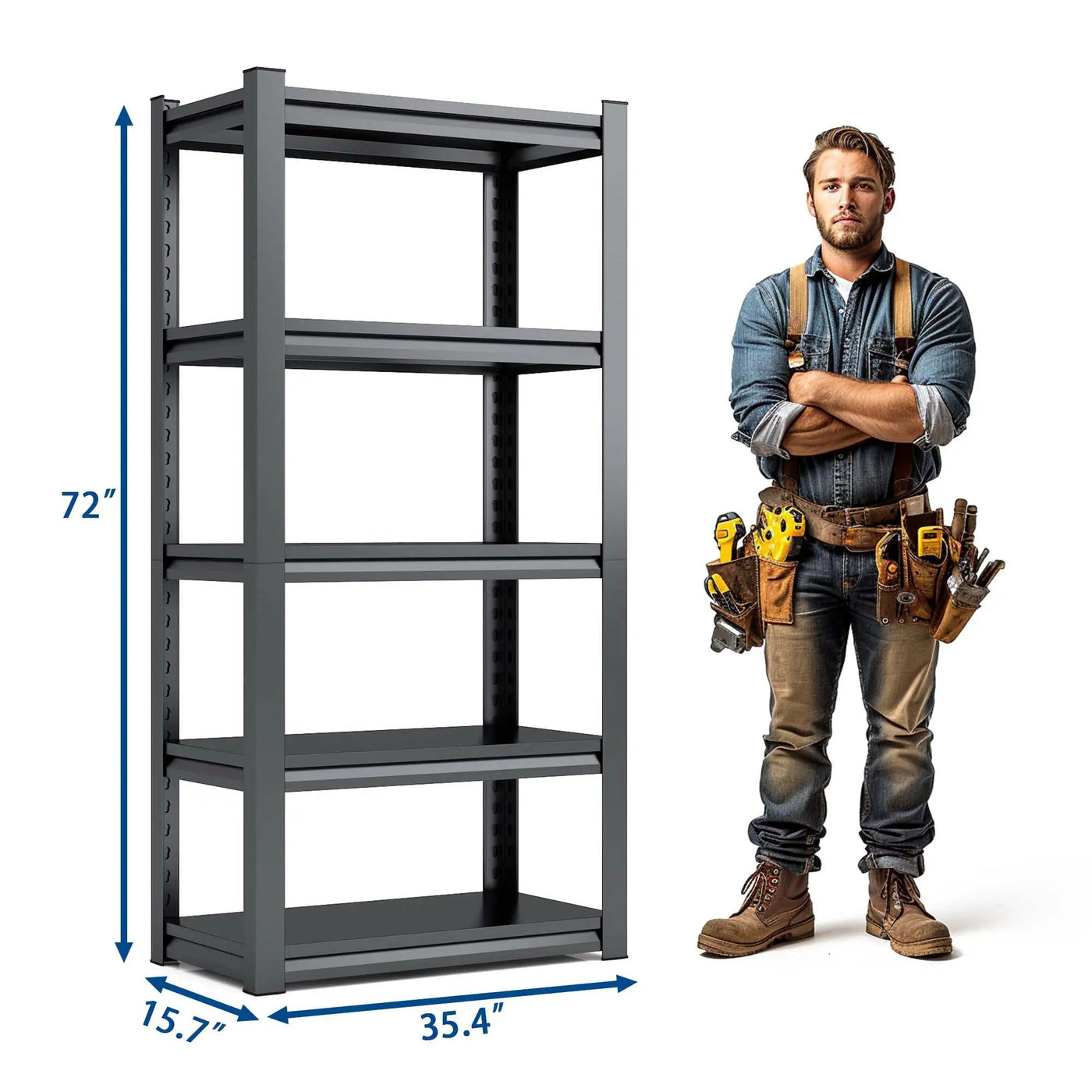 Industrial Heavy Duty Metal Garage Shelving Unit, Adjustable Storage Rack by HouseOfZazla