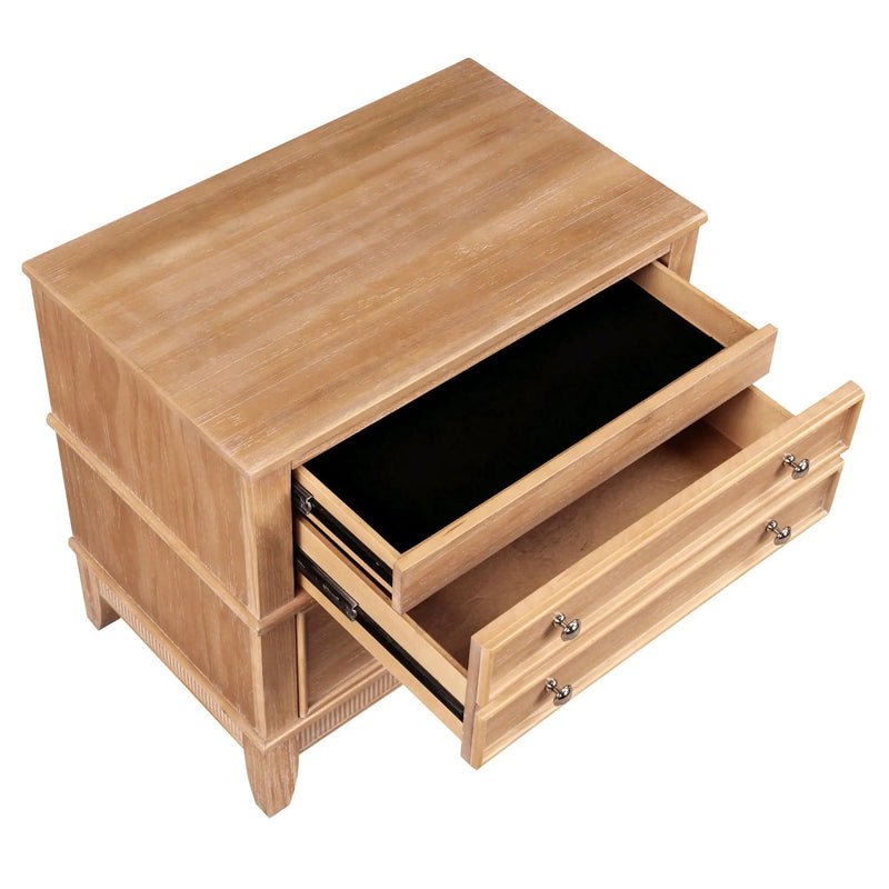 Hazel - 3 Drawer Side Table For Living Room, Hallway, Entryway Solid Wood With Silver Handles - Natural by Unique Piece Furniture