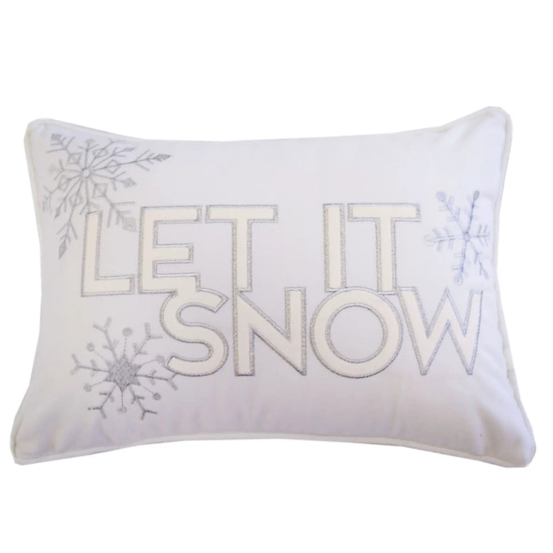 Nneka Let It Snow Ivory Velvet Lumbar Pillow with Insert 14x20 by HouseOfZazla