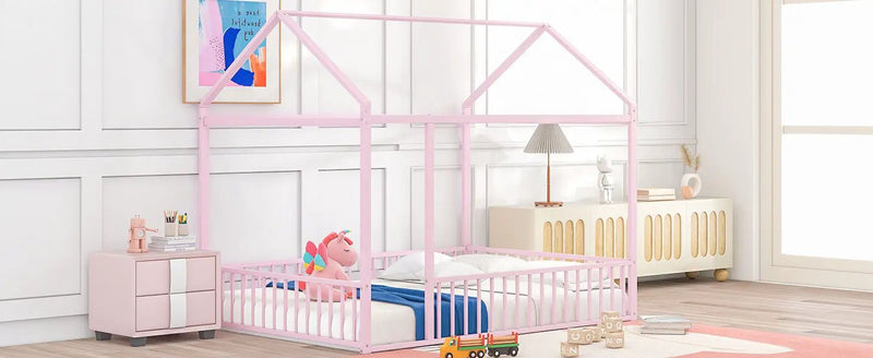 Metal Bed House Bed Frame With Fence by Unique Piece Furniture