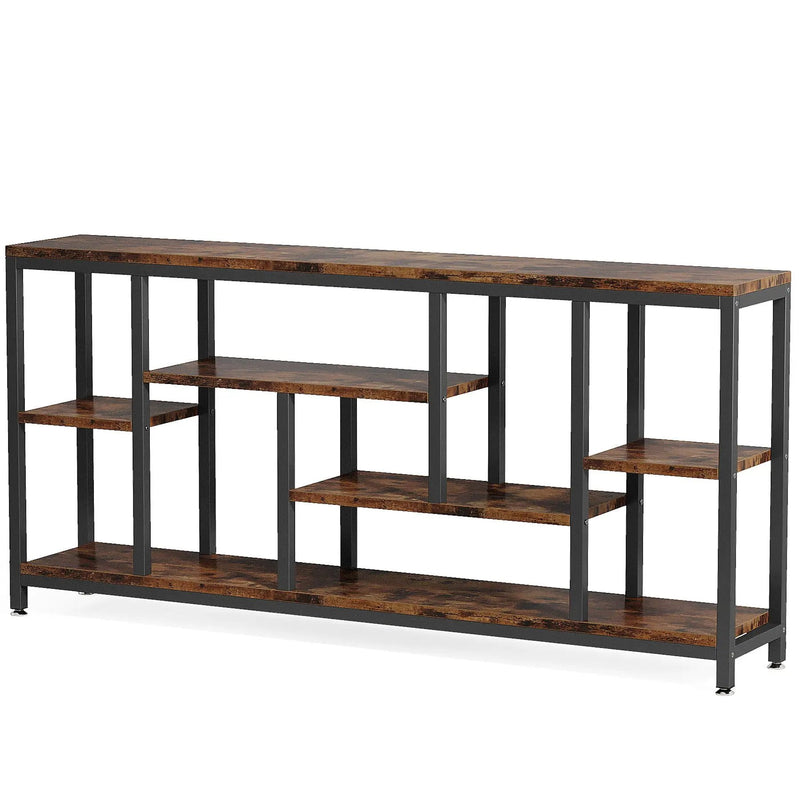 Tribesigns - Extra Long Console Table, 3 Tier With Storage Shelves - Rustic Brown by HouseOfZazla