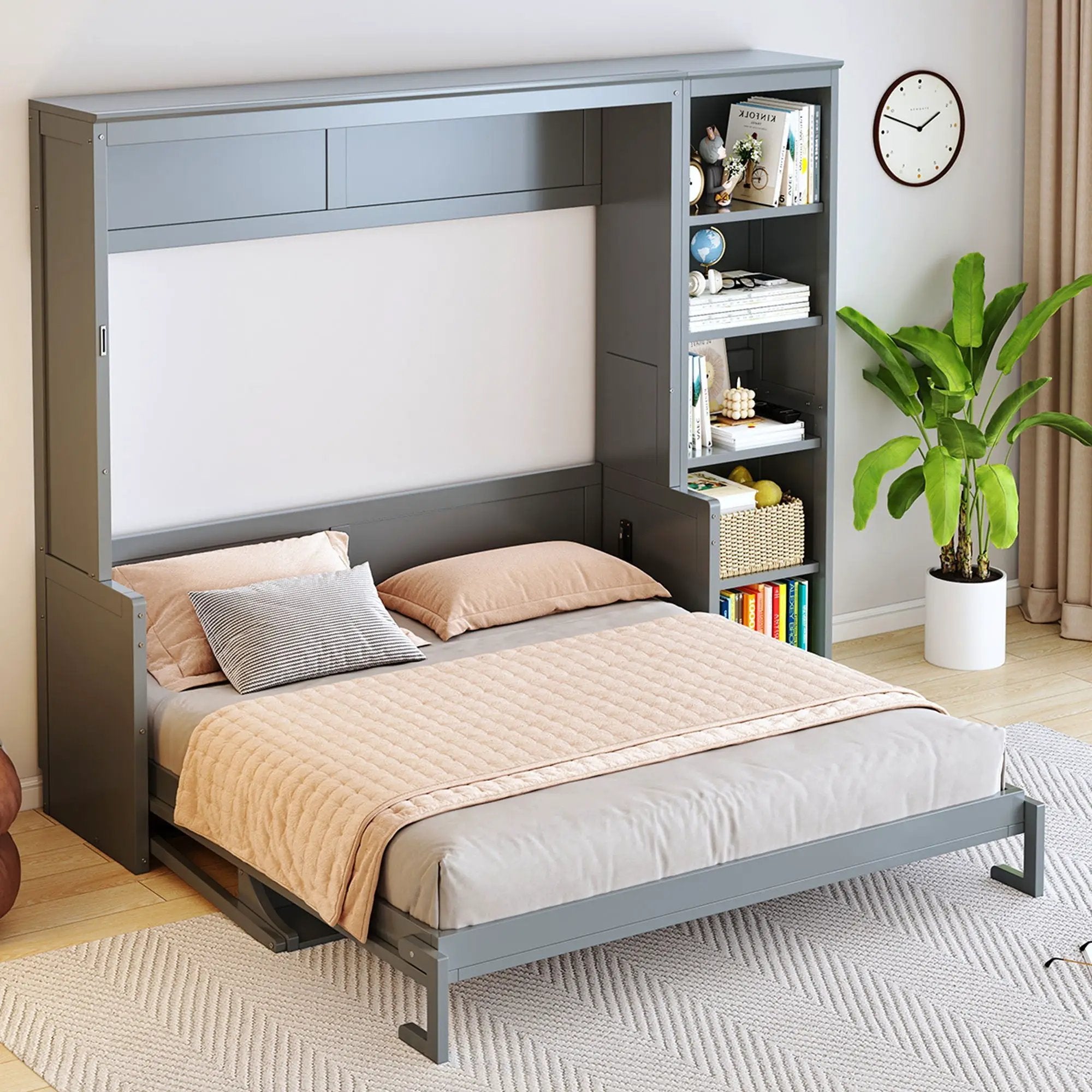 Sturdy Murphy Bed With Desk And Bookshelf by Unique Piece Furniture