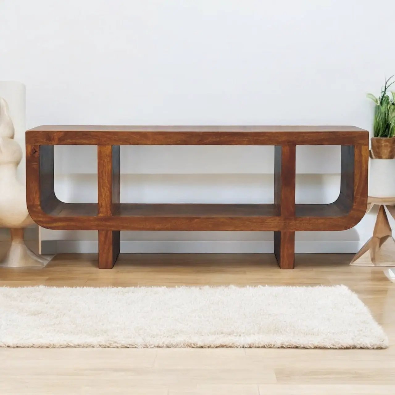 Solid Wood Orion Curved Media Unit by HouseOfZazla
