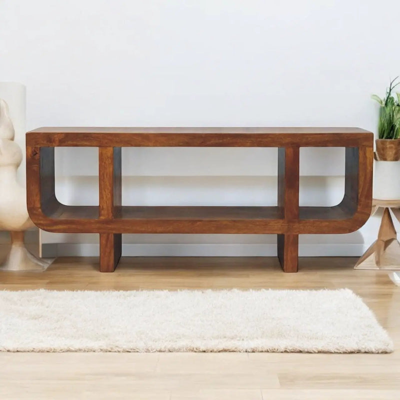 Solid Wood Orion Curved Media Unit by HouseOfZazla