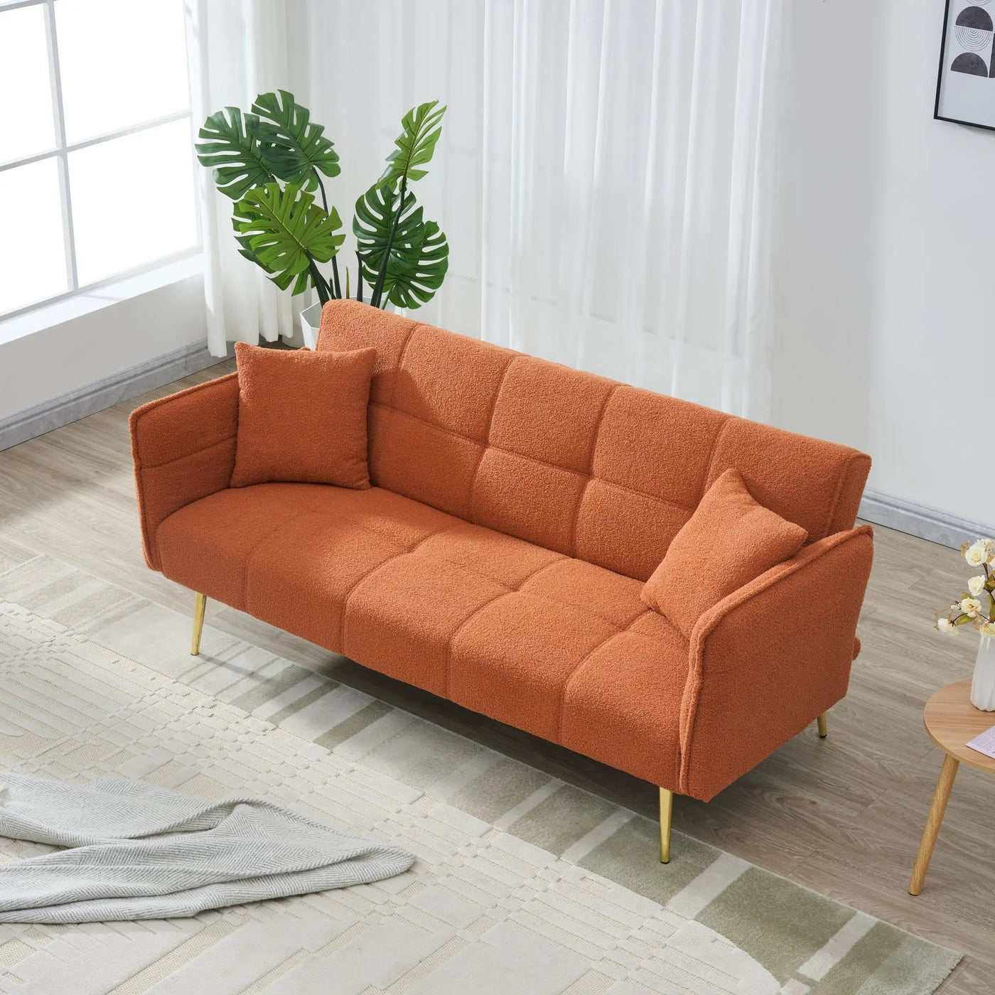 Convertible Double Futon Sofa Bed With Folding Armrests For Living Rooms by HouseOfZazla