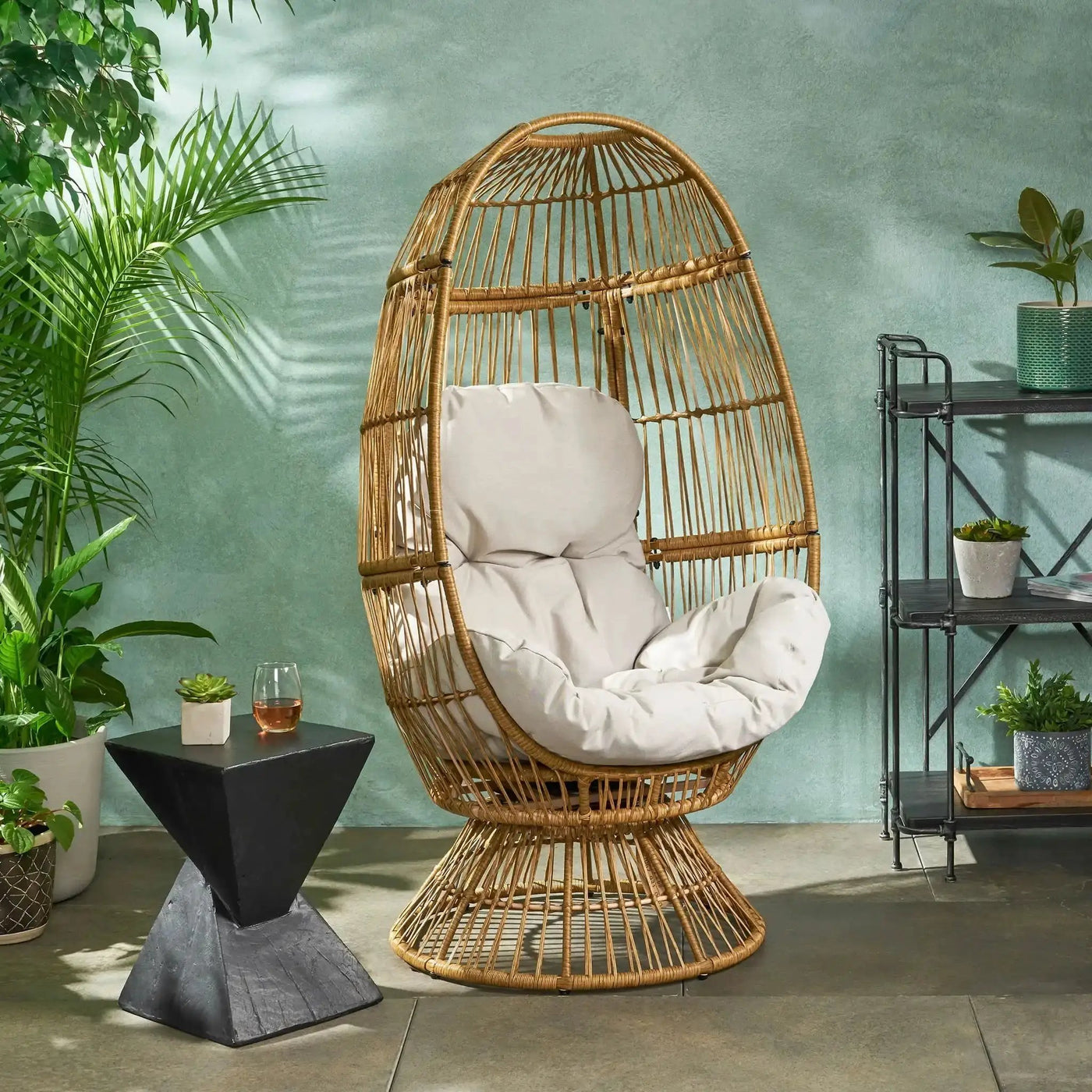 Patio Swivel Basket Egg Chair With Cushion by HouseOfZazla