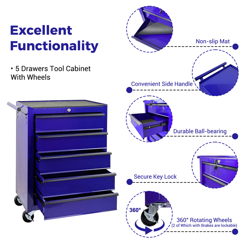 Rolling Metal Tool Chest with 5 Drawers by HouseOfZazla
