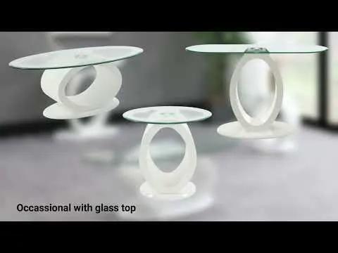 Larry - Glass Top Round Dining Table - White High Gloss by Unique Piece Furniture