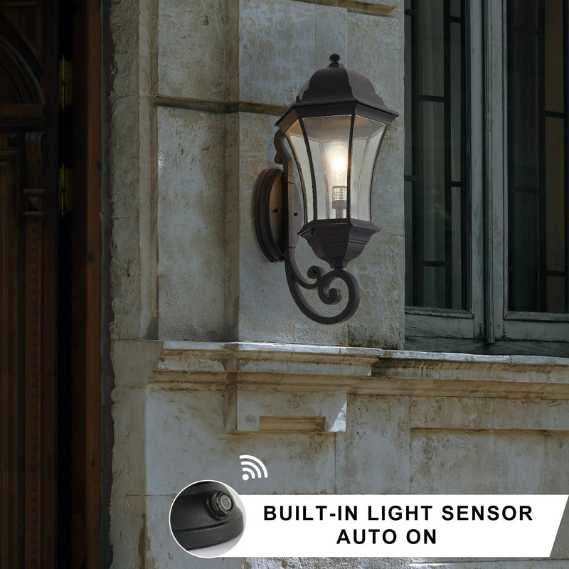 27" Outdoor Wall Lantern with Dusk to Dawn Sensor by HouseOfZazla