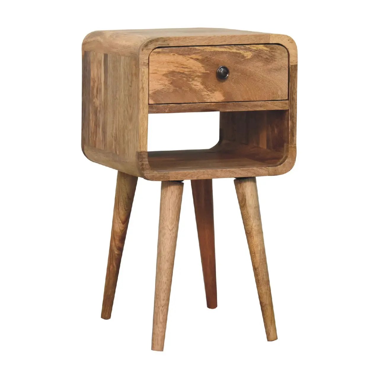 Solid Wood Mini Oak-ish Curve Lower Nightstand by HouseOfZazla