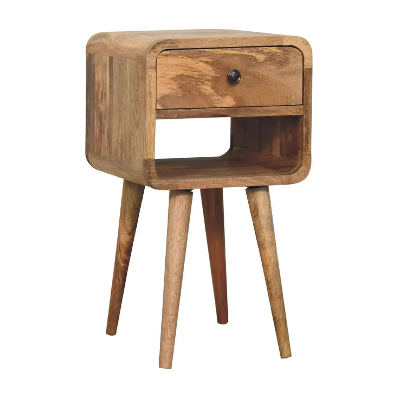 Solid Wood Mini Oak-ish Curve Lower Nightstand by HouseOfZazla