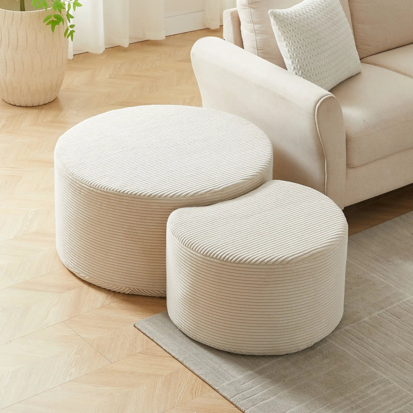Modern Upholstered Round Coffee Table For Living Room (Set of 2) by HouseOfZazla