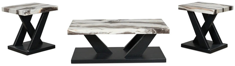 Cendill - Occasional Table Set (Set of 3) - Dark Brown / White / Black by Unique Piece Furniture