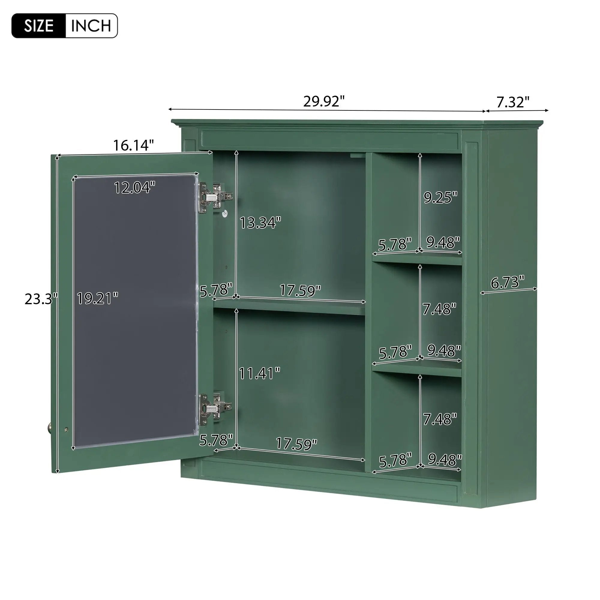 Wall Mounted Medicine Cabinet With Mirror and 3 Open Shelves by HouseOfZazla