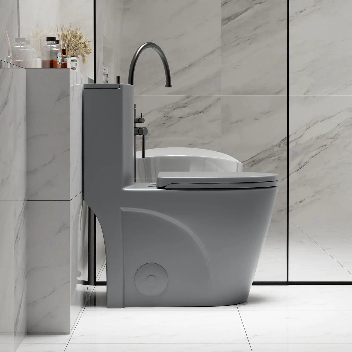 1 Piece Toilet With Tornado Flush, Dual Flush, And ADA Height Comfort Chair by HouseOfZazla