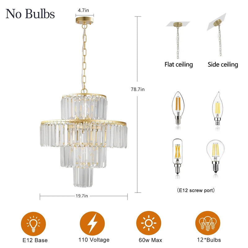 20' Modern Crystal Chandelier with Gold Finish by HouseOfZazla