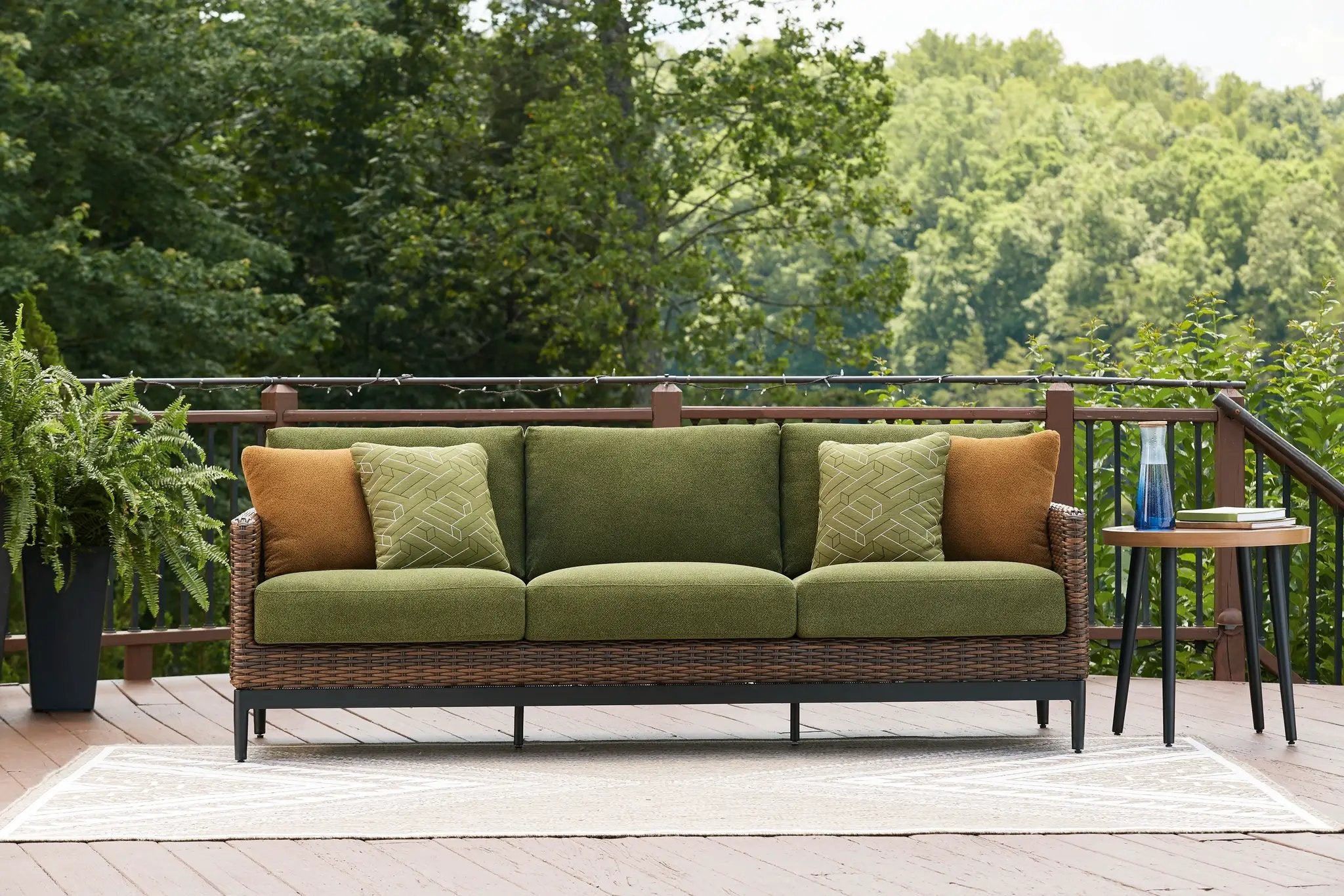 Horizon Hall - Sofa With Cushion - Brown / Green by Unique Piece Furniture