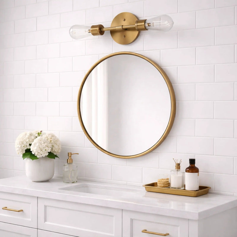 Reverie - Double Lights Bathroom Wall Sconce Over Mirror - Clear / Gold by HouseOfZazla