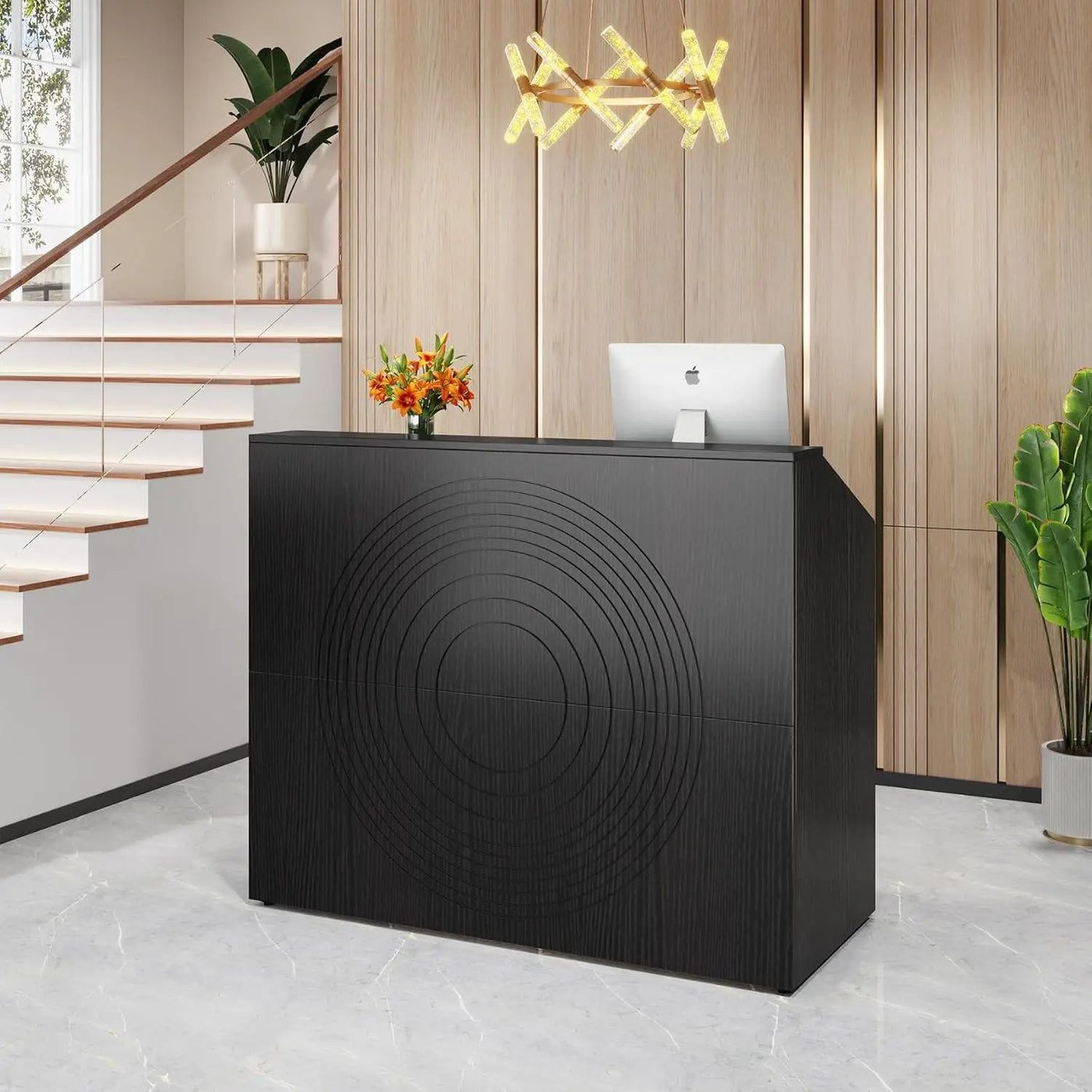 Modern Reception Desk, Front Desk Table With Cable Grommet & Privacy Panels by HouseOfZazla