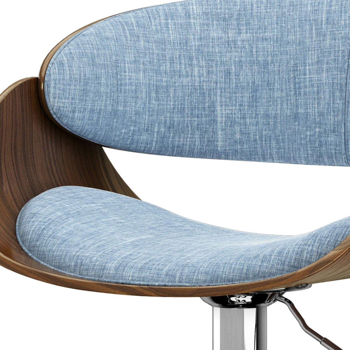 Mid Century Modern Adjustable Swivel Bar Stool with Bentwood Frame - Black, Light Blue, Dark Gray, White, photo 9 of 36