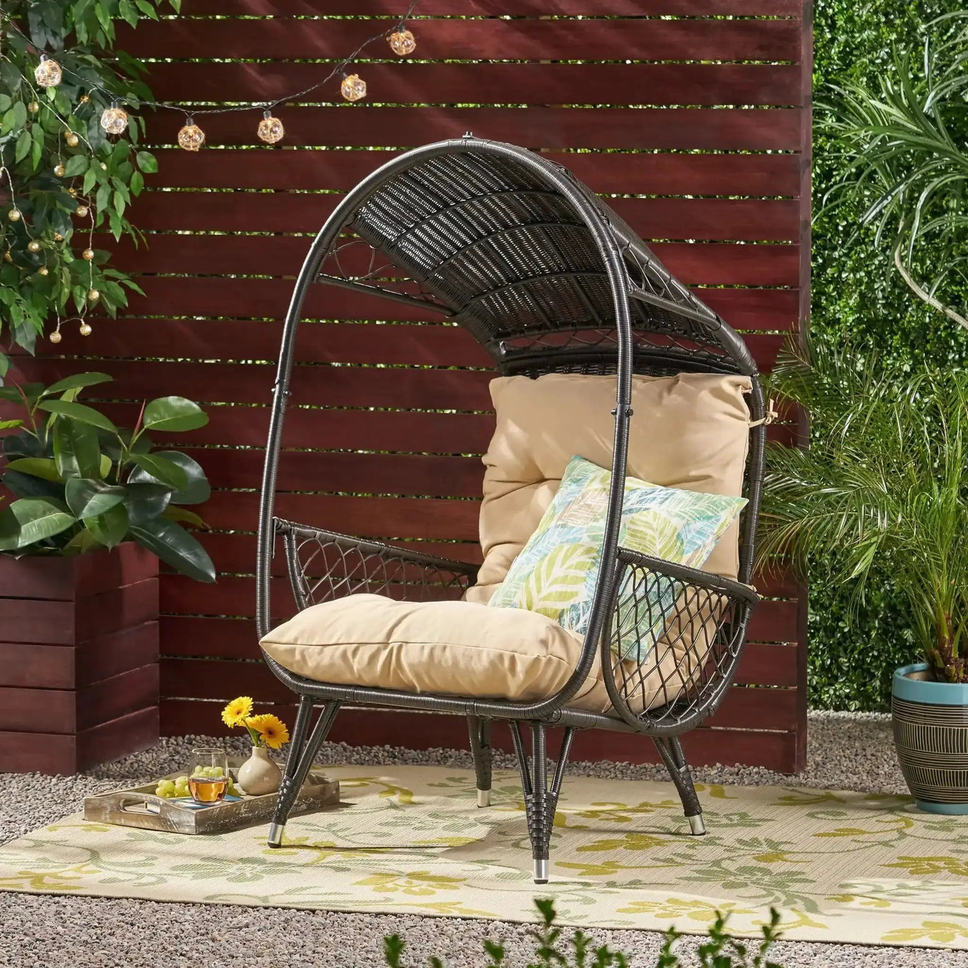 Outdoor Wicker Standing Basket Chair With Cushion by HouseOfZazla