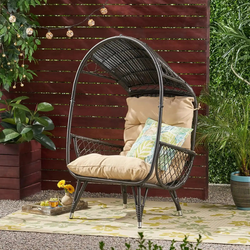 Outdoor Wicker Standing Basket Chair With Cushion by HouseOfZazla