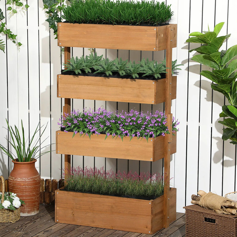 Outsunny Vertical Garden Planter - Wooden 4 Tier Planter Box by HouseOfZazla